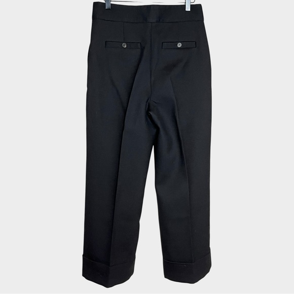 SEZANE Damon Pants Black Cropped Cuffed Trousers Size 40 US Size 8 Minimalist - Picture 3 of 7